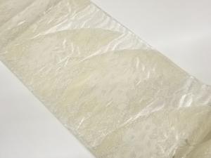 紗 抽象雪芝に桔梗模様織出し袋帯